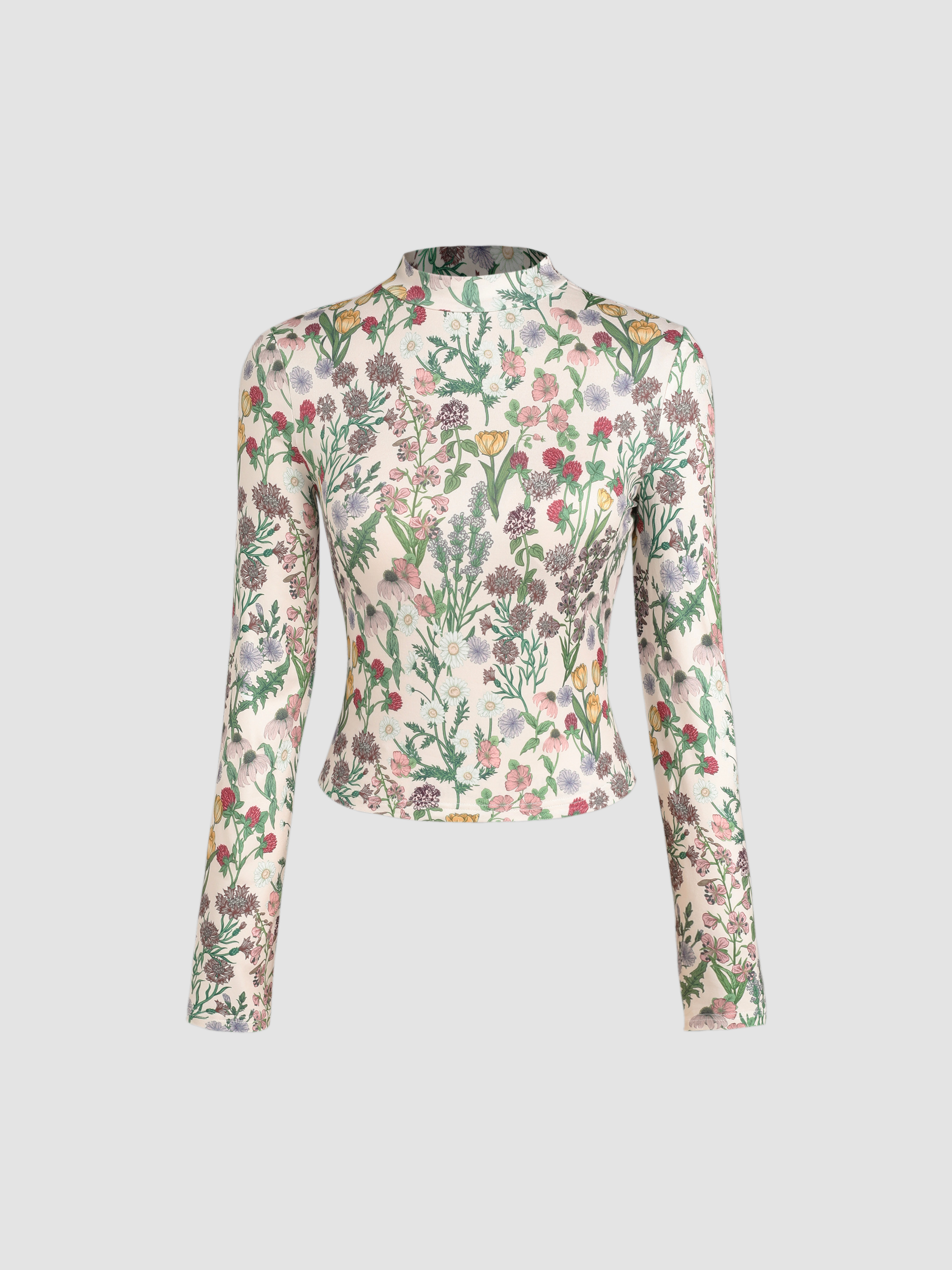 Floral Knitted Long Sleeve Top - Cider