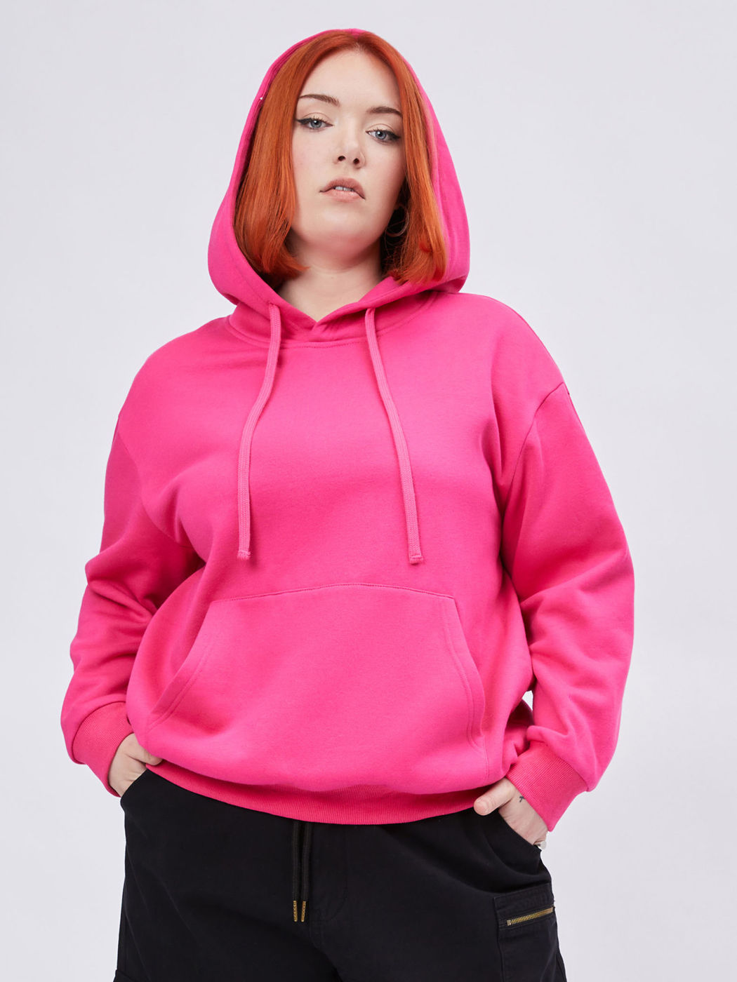 Langarm-Hoodie aus einfarbigem Frottee Kurve & Plus