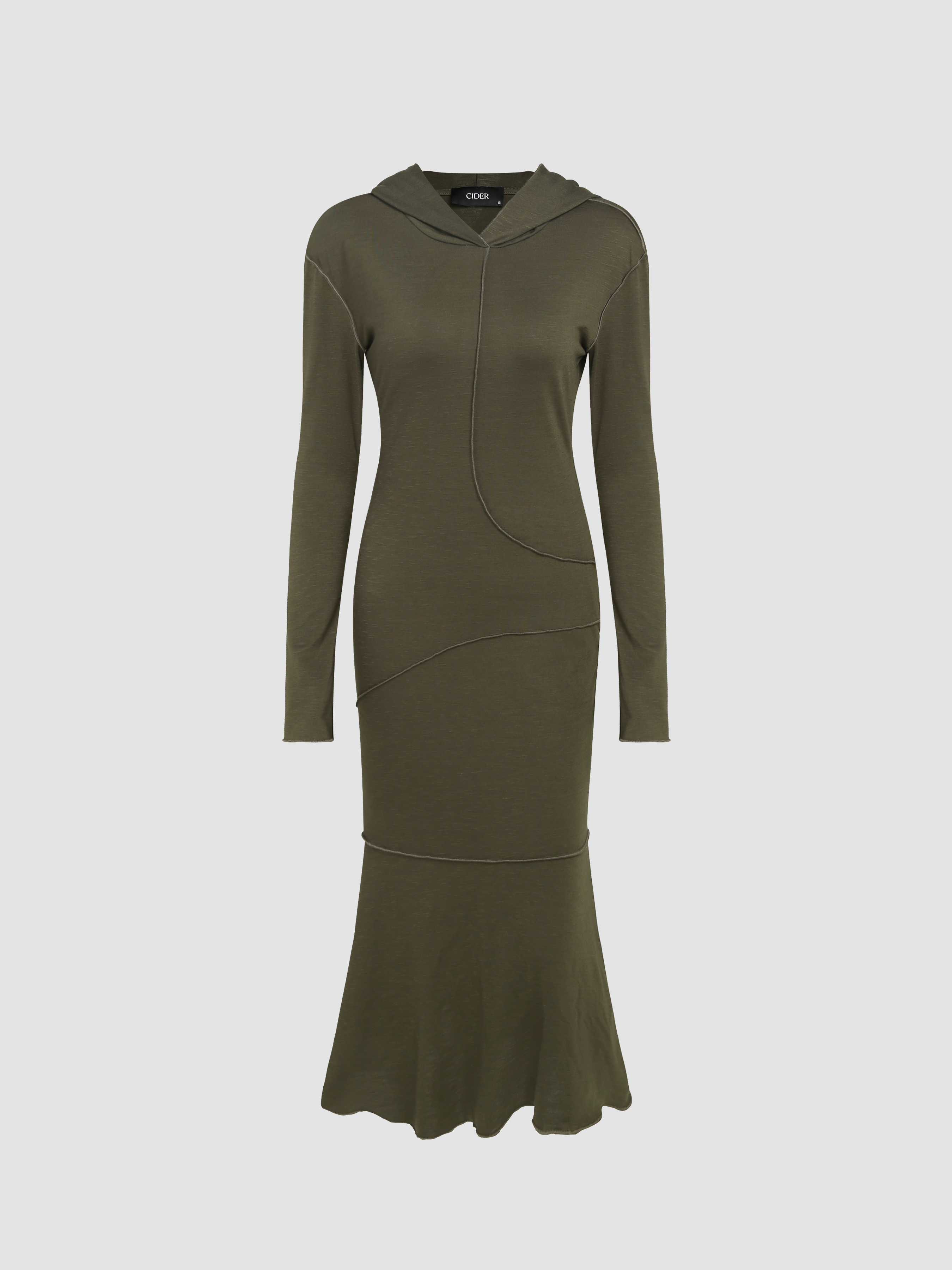 Knit Fabric The Lost Empire Hooded Maxi Dress For Daily Casual