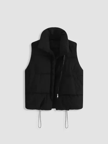 Thermal Solid Drawstring Puffer Vest