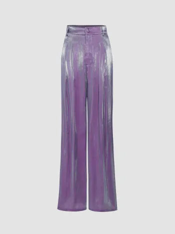 Hose mit weitem Bein und Metallic-Nähten