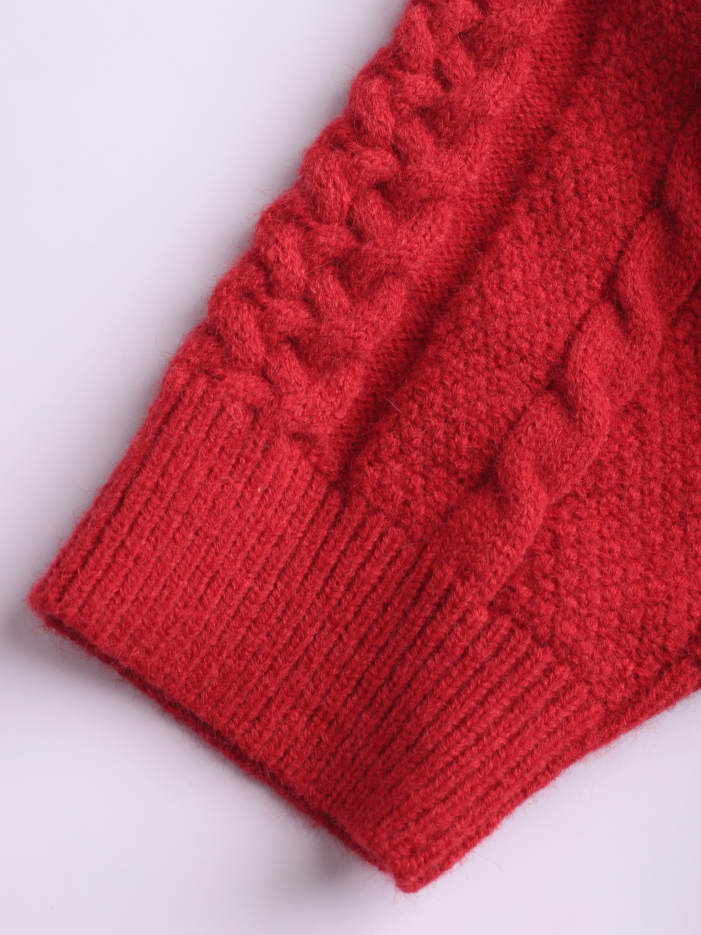 Christmas Knit Fabric Solid Cable Knit Short Sleeve Top For