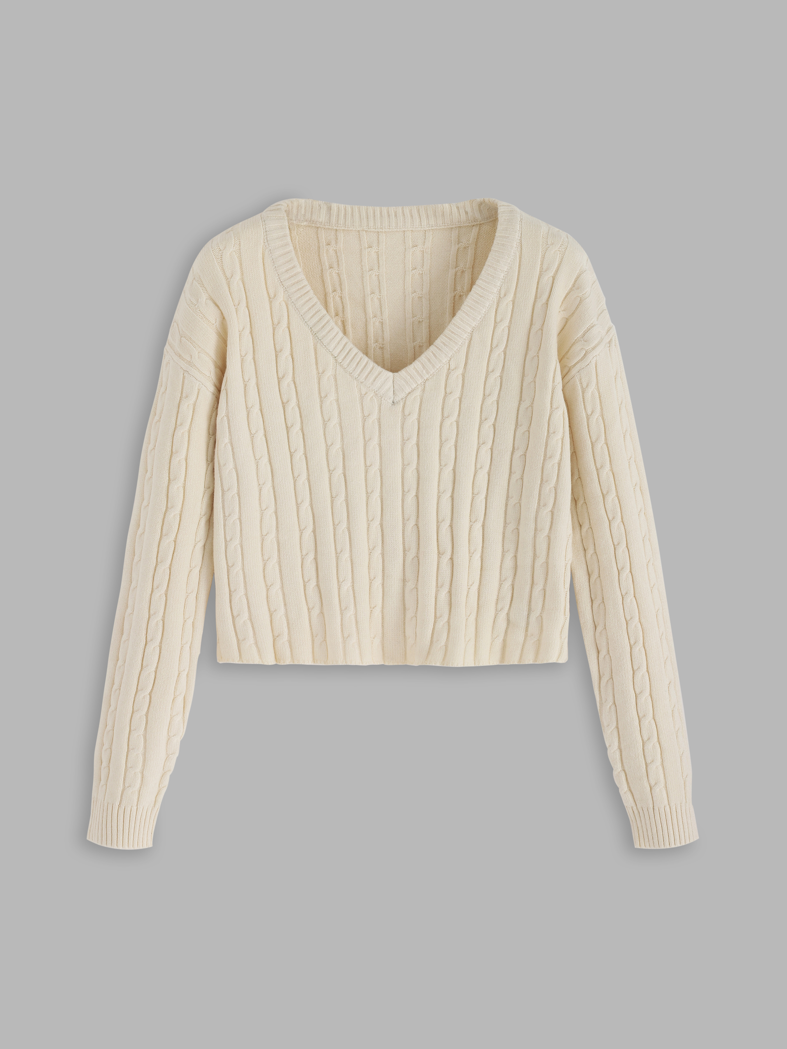 White cable hotsell knit crop sweater