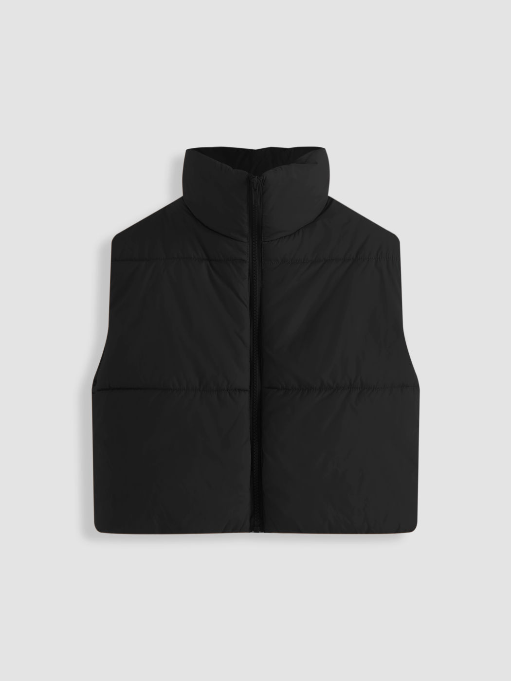 Thermal Solid High Neck Zip Up Puffer Vest