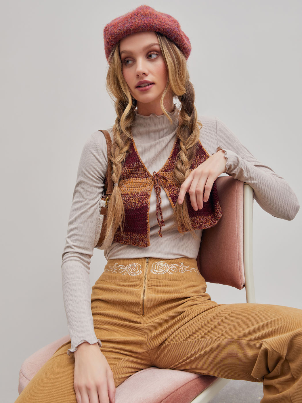 Strick-Tanktop mit Retro-Streifen