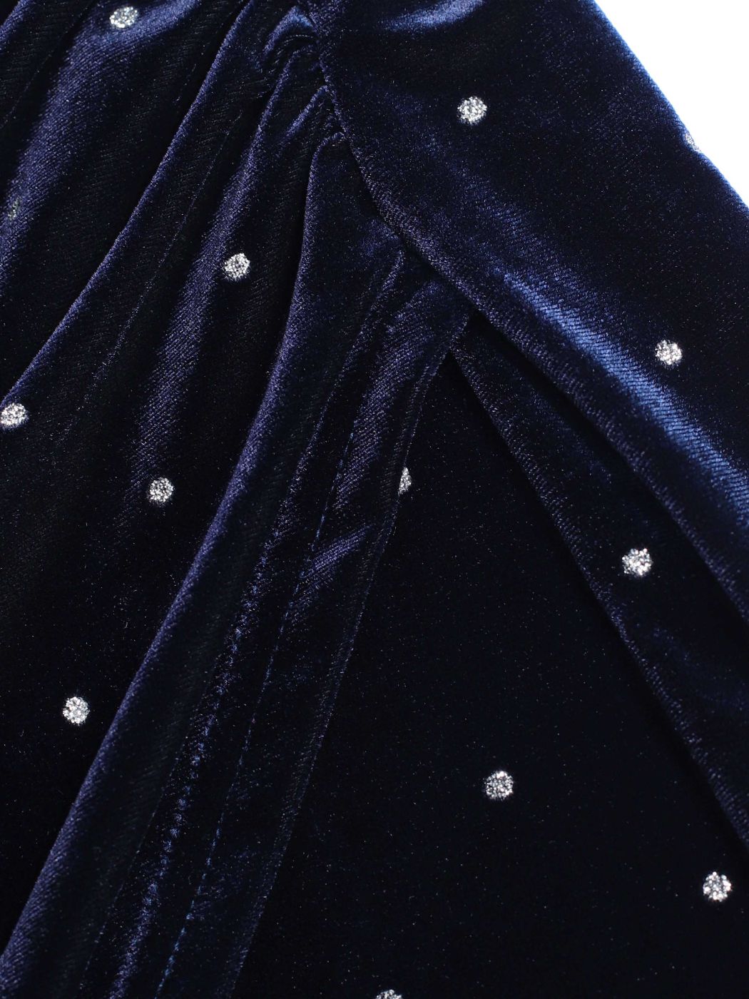 Velvet Rhinestone Spot Ruched Mini Dress