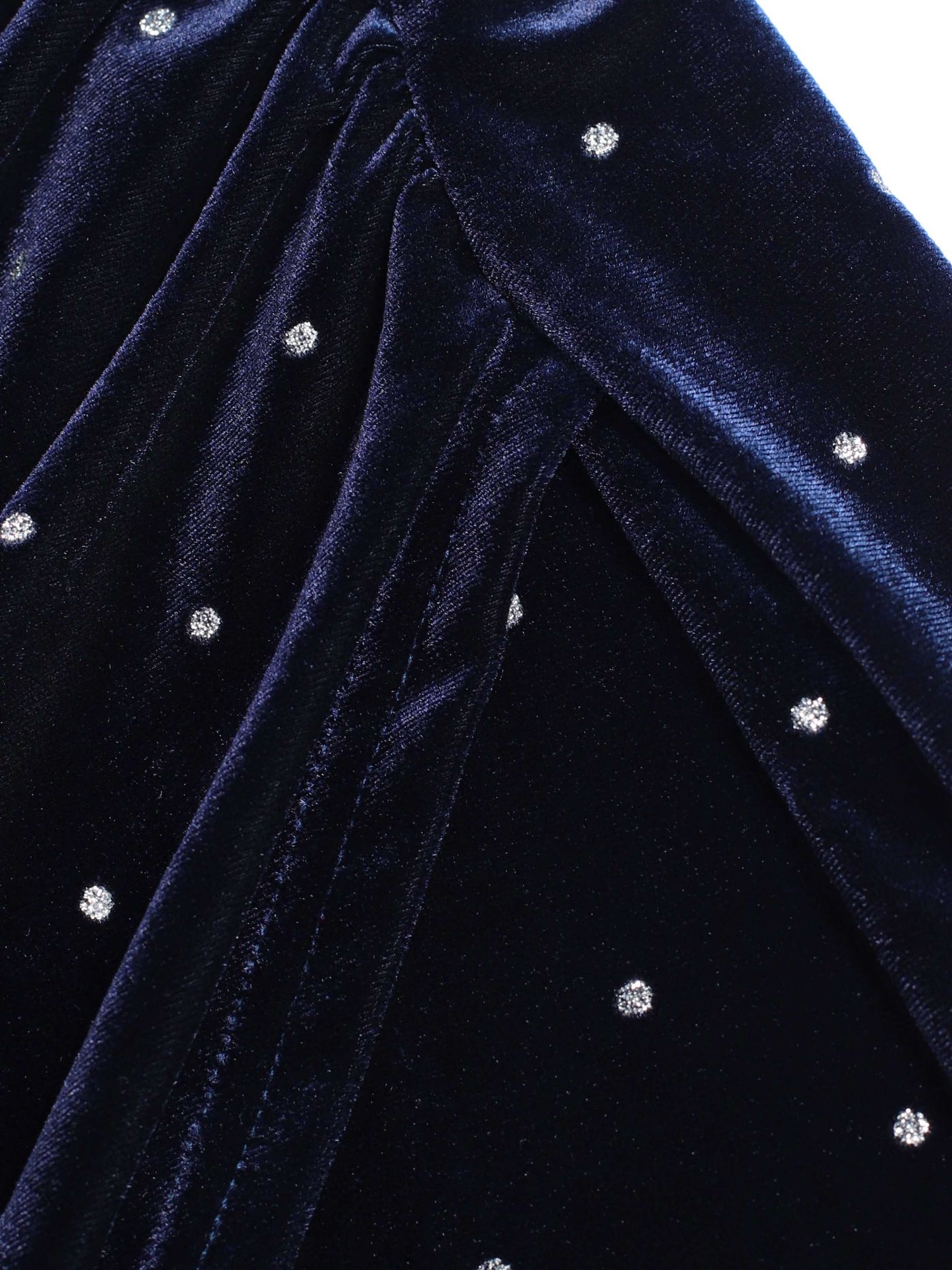 Velvet Rhinestone Spot Ruched Mini Dress