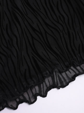 Knit Fabric Solid Stitch Lettuce Trim Midi Dress For Exhibition