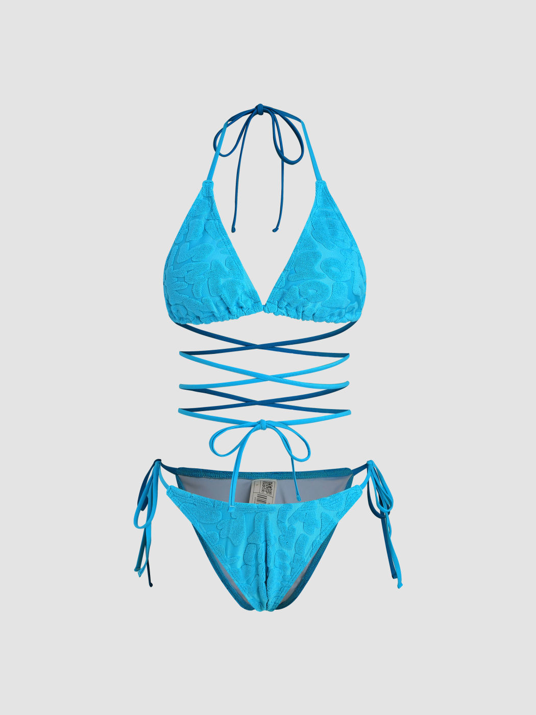 Triangel-Bikini-Badeanzug aus Frottee zum Binden an der Seite