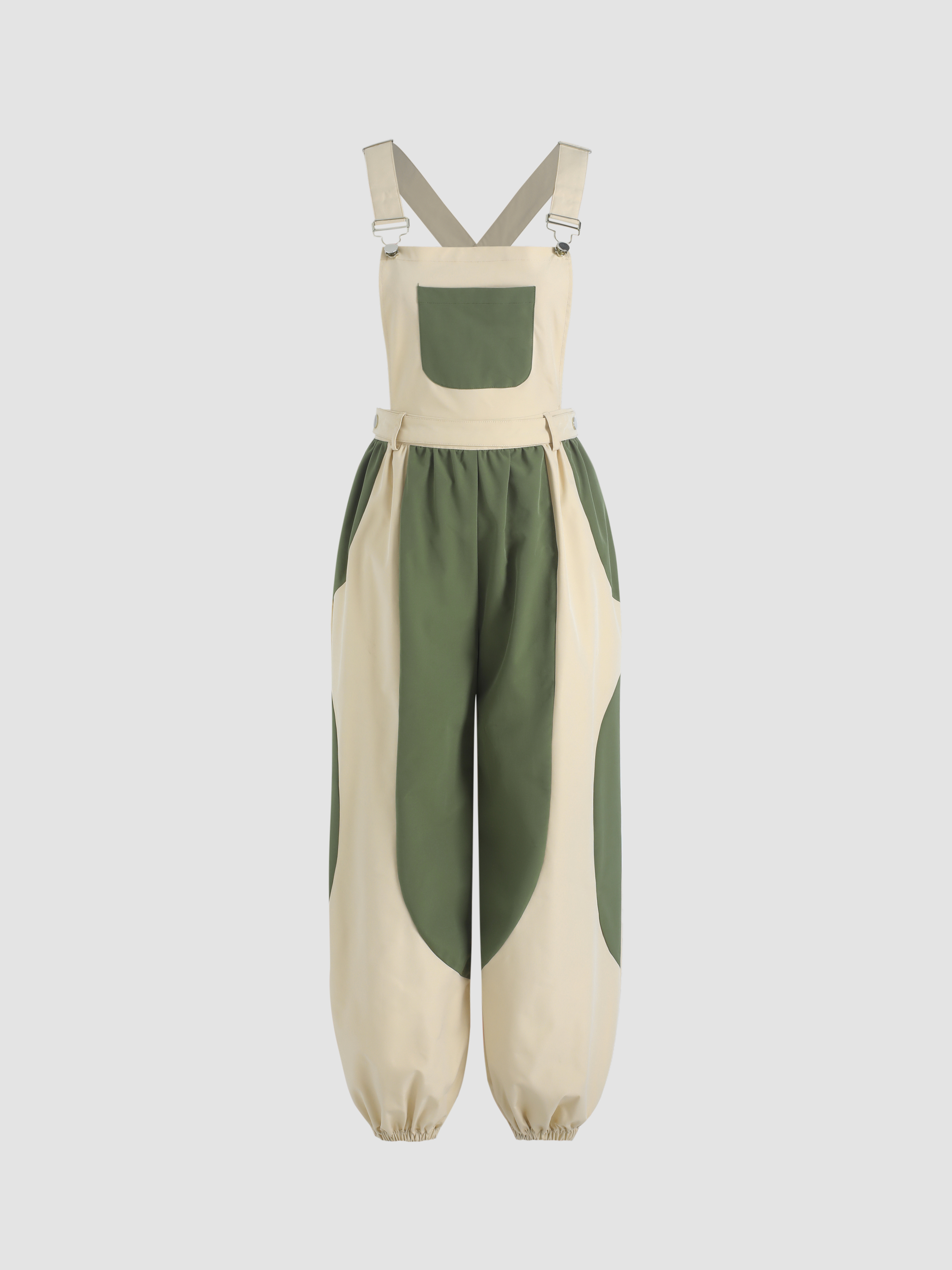 Patchy Buckle Up Jogger Jumpsuit For School