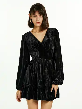 Velvet Solid Mini Dress
