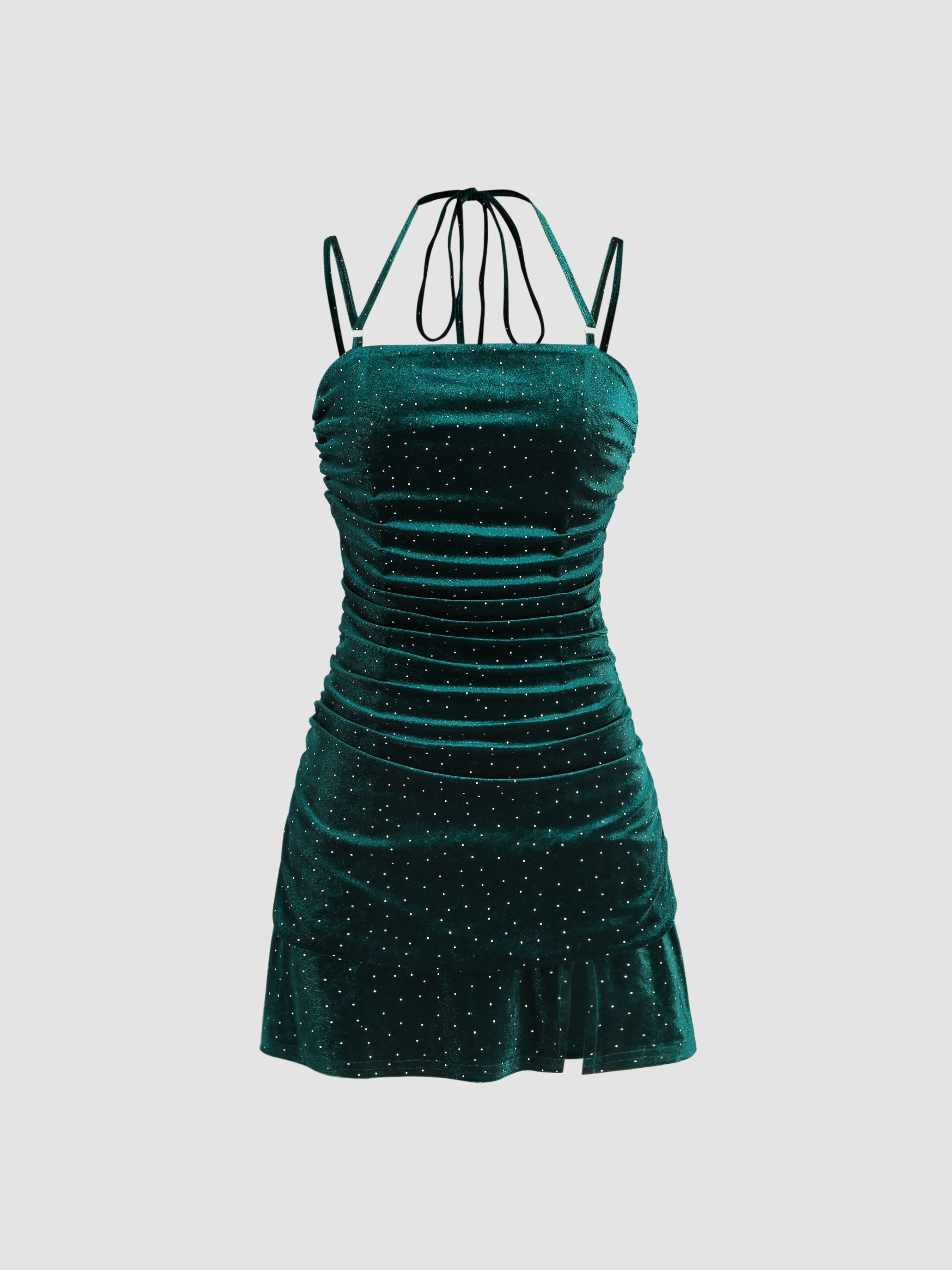 Graphic Velour Rhinestone Short Set main image 1