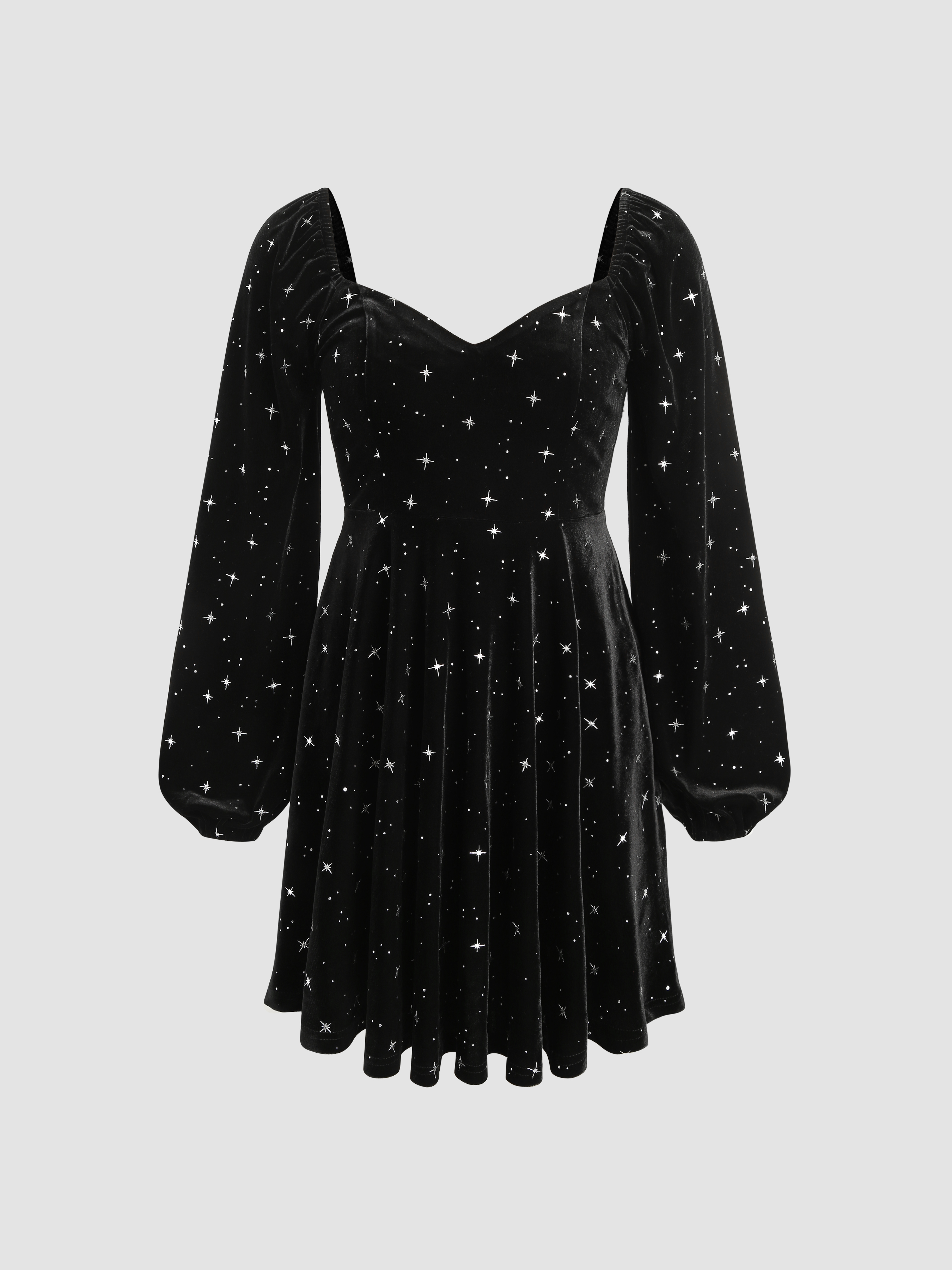 Velvet Star Square Neck Mini Dress - Cider