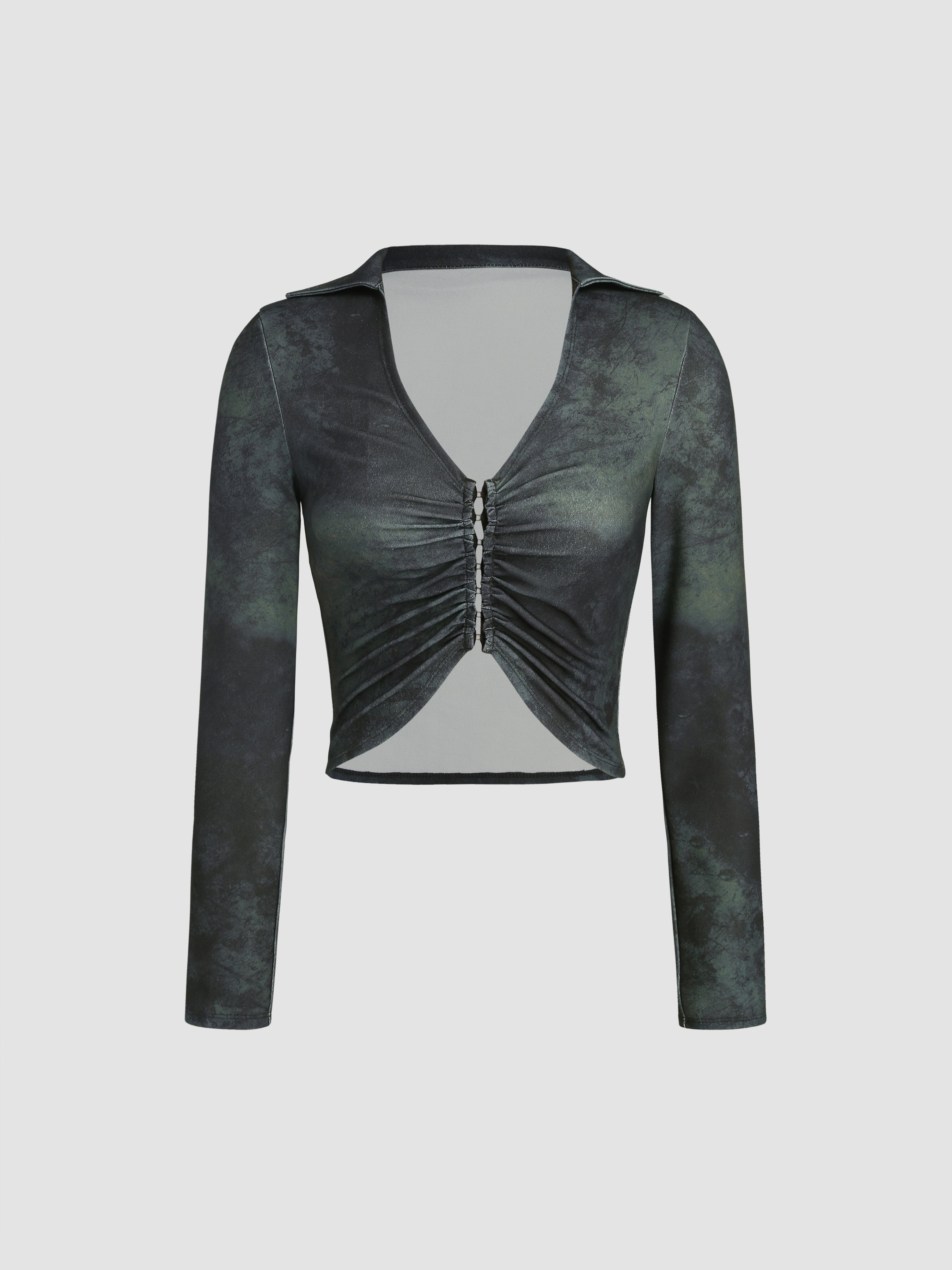 Simran Collared V-Neck Ruched Top