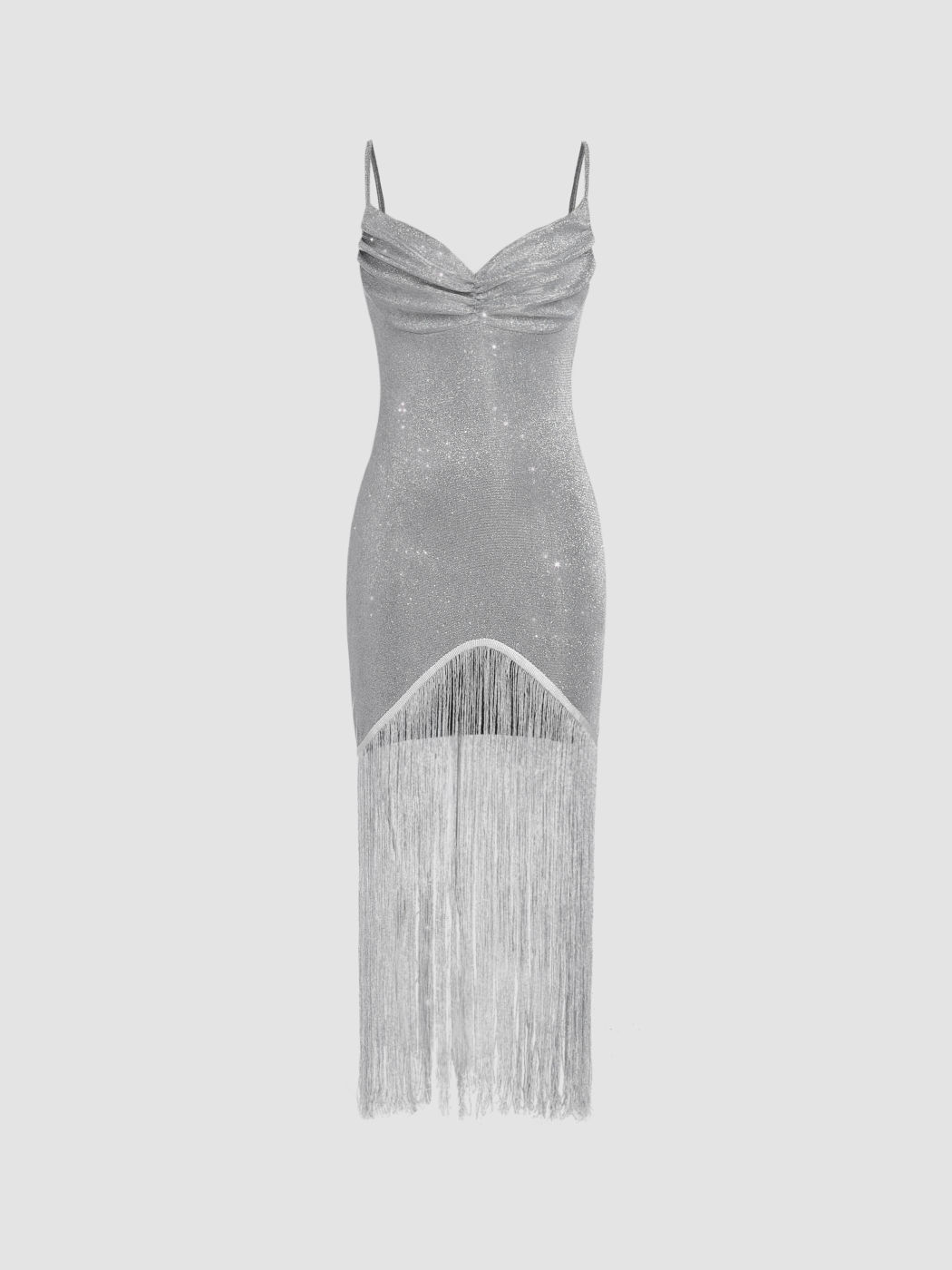 Metallic Sweetheart Tassel Cami Midi Dress Cider