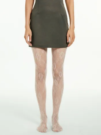 Strumpfhose mit floraler Spitze