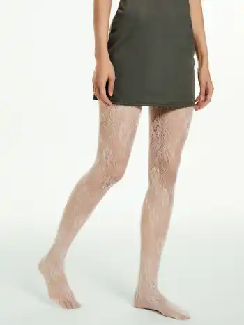 Strumpfhose mit floraler Spitze