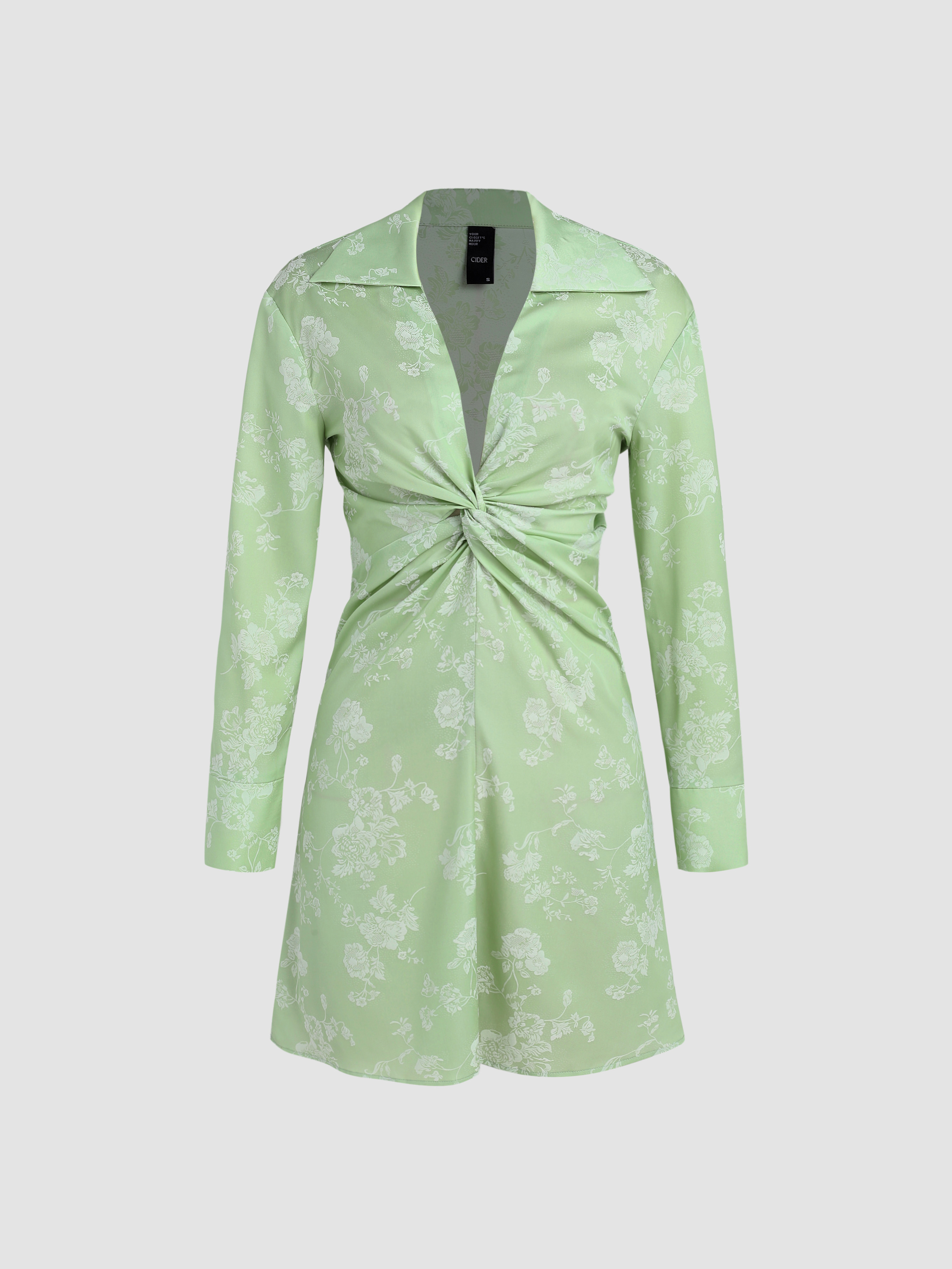 Short Off the Shoulder Jacquard Dress with Foldover Cuff Neckline