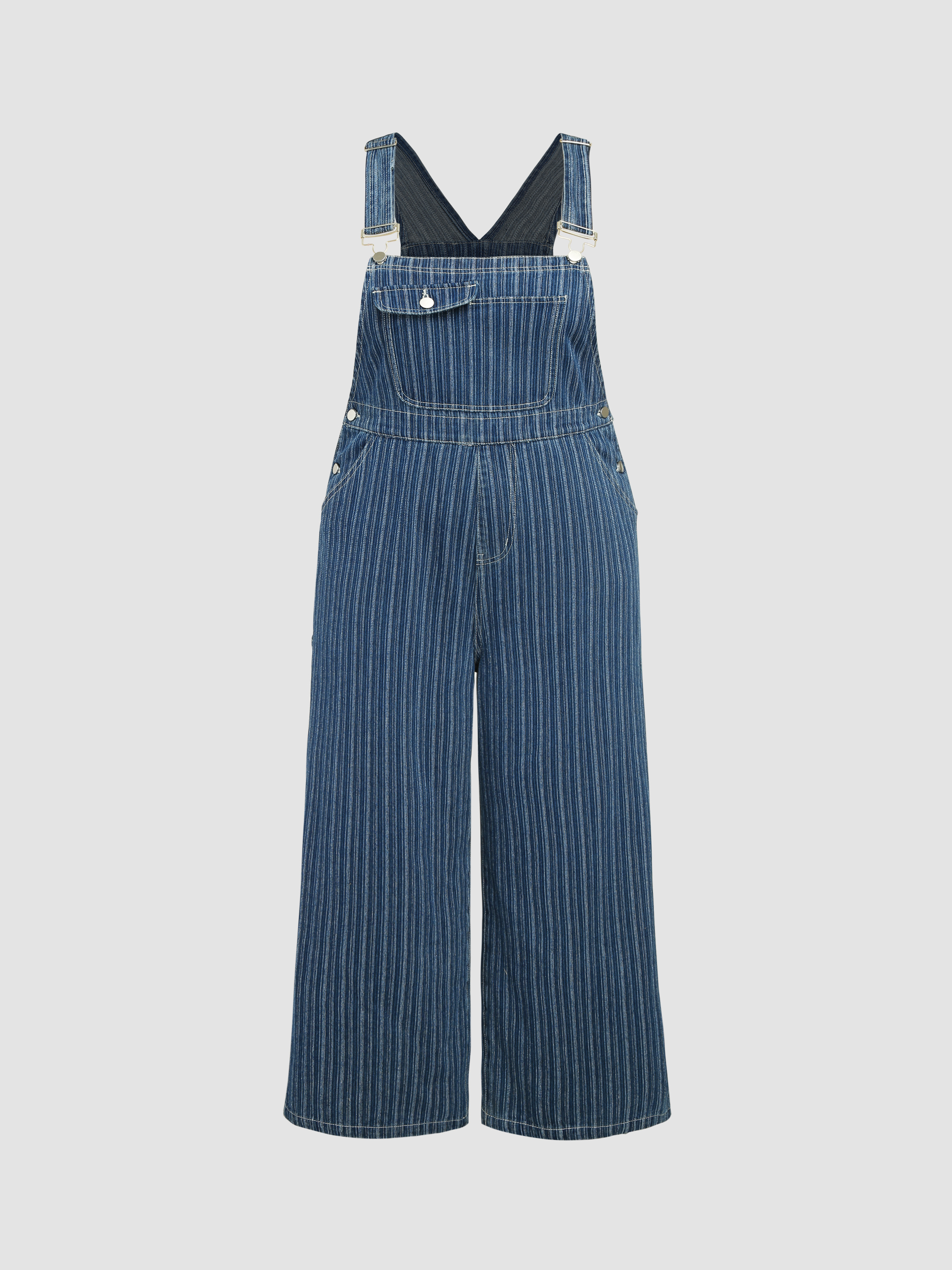 Denim striped jumpsuit on sale