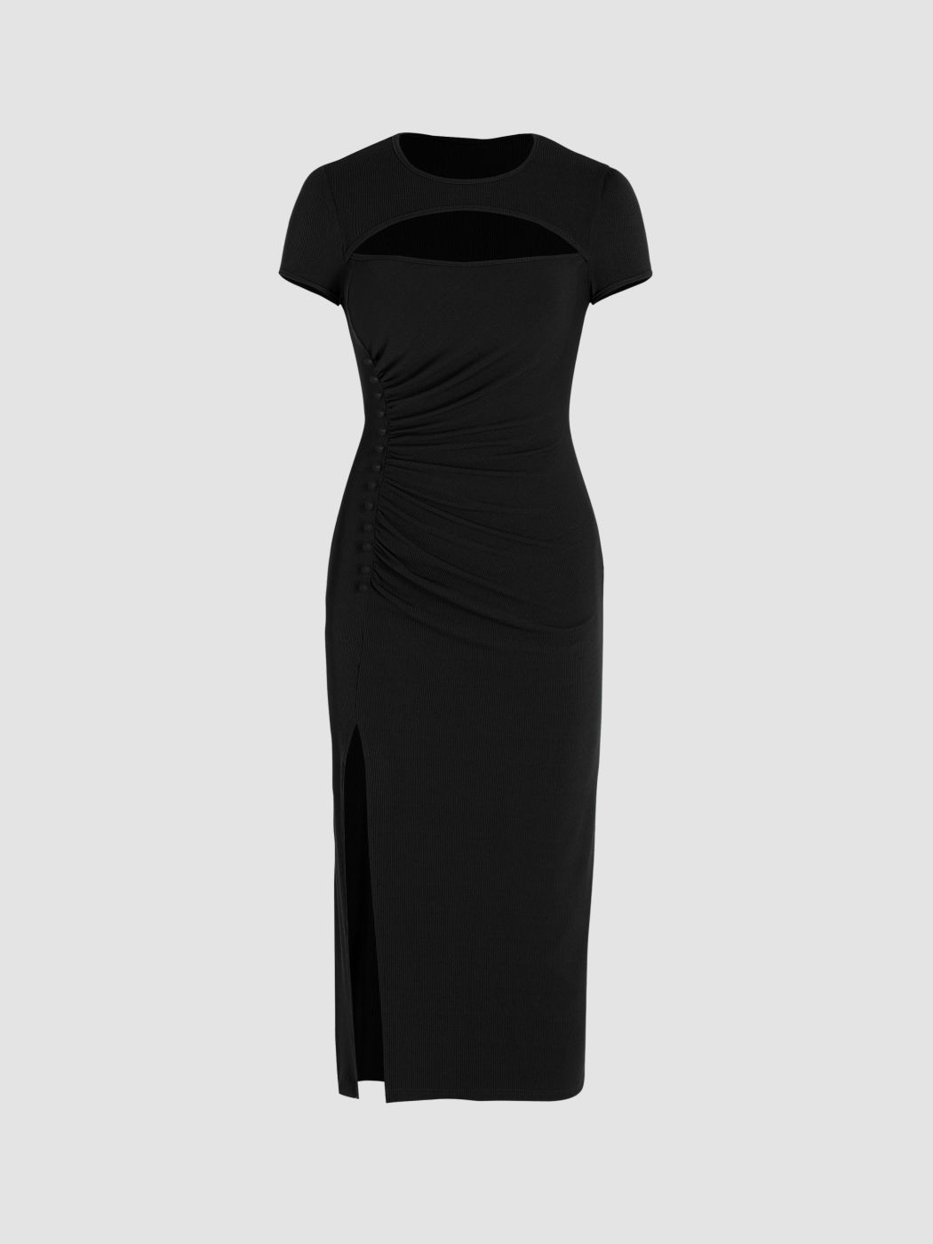 Einfarbiges, geteiltes Midikleid mit Cut Out