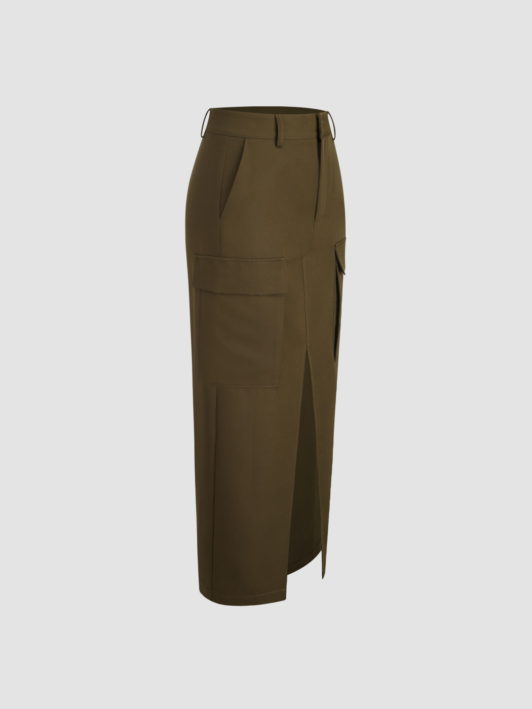  Hohe Taille Split Tasche Maxikleider