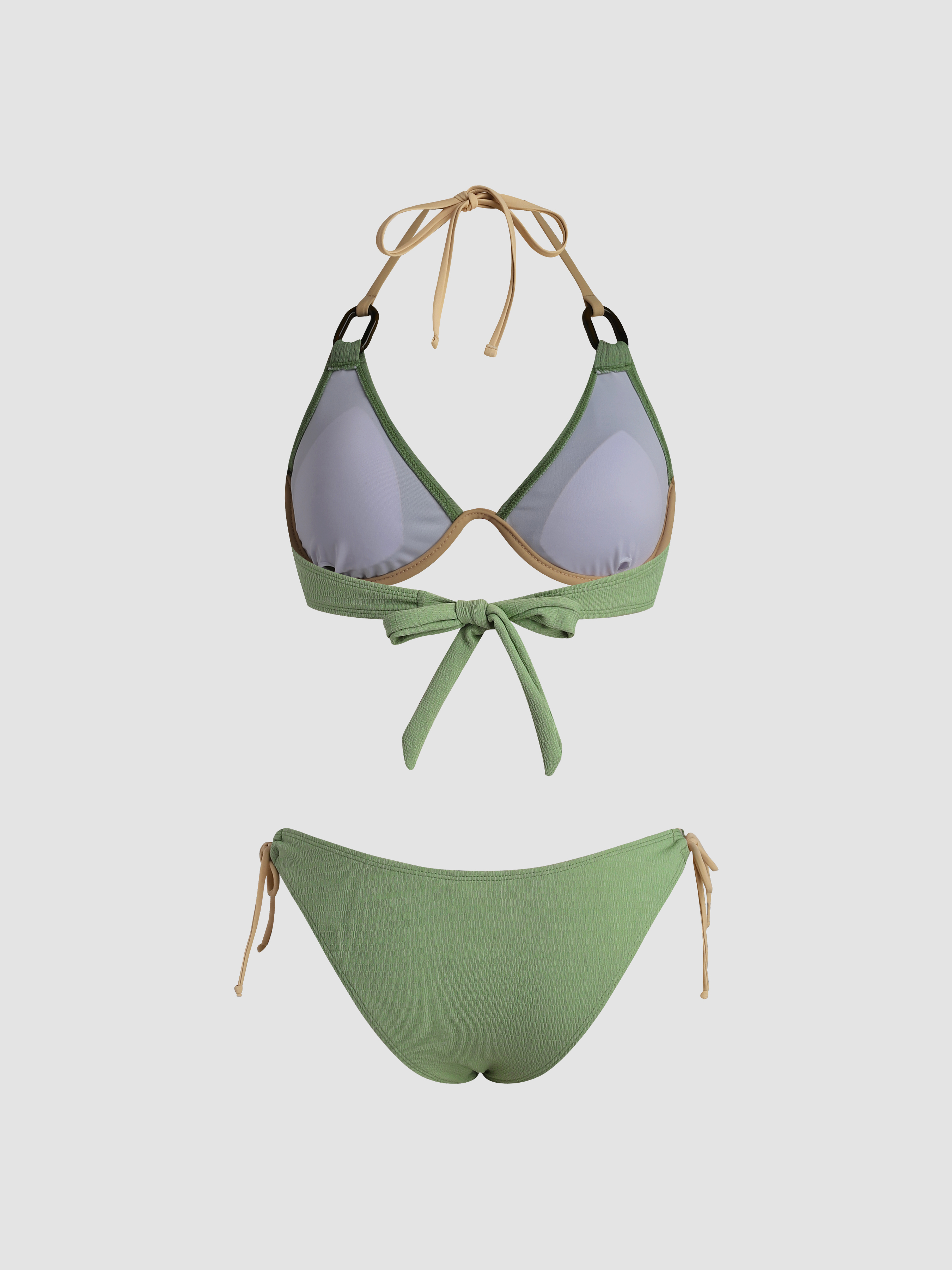 Underwire Halter Tie Side Bikini Swimsuit For Beach Vacation