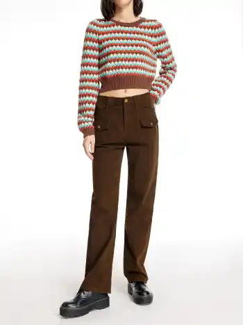 Letzten Herbst Schokoladenfarbene Gerade Hose