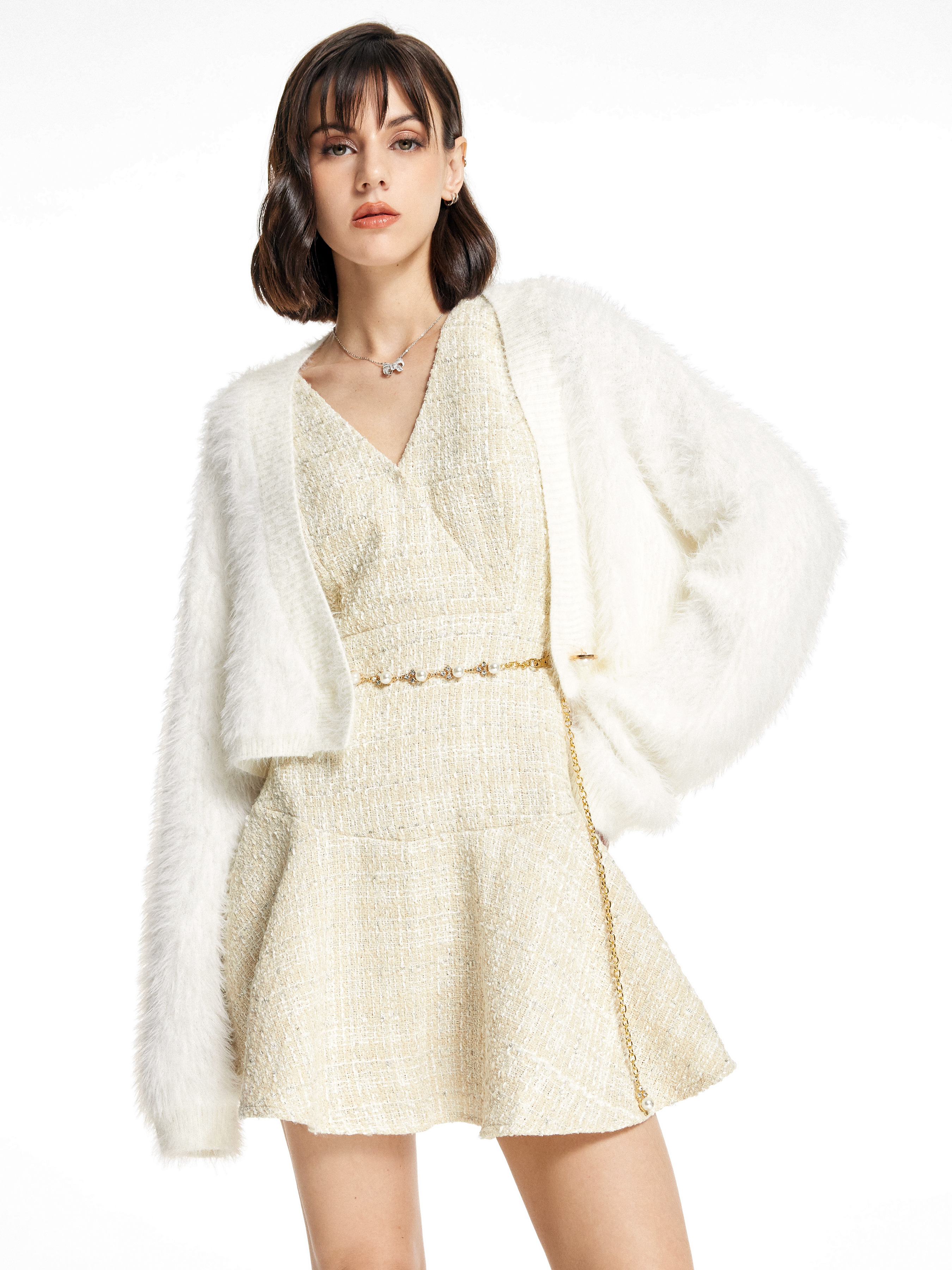 Floral Cardigan Knit Fabric Two Tone Button Up Floral Faux
