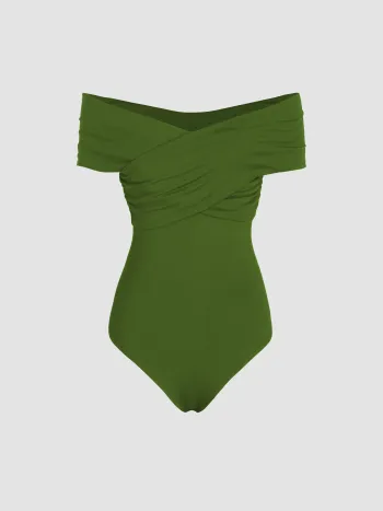 Einfarbiger Off-the-Shoulder-Bodysuit
