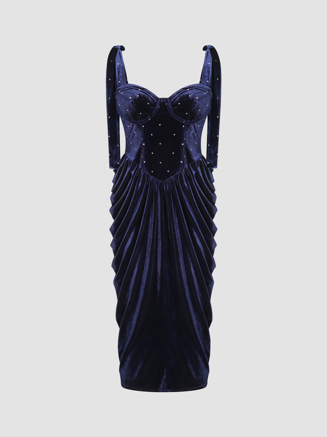 Velvet Sweetheart Korsett geknotet Rüschen Midikleid