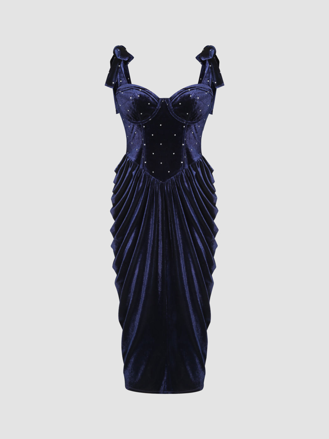 Velvet Sweetheart Korsett geknotet Rüschen Midikleid