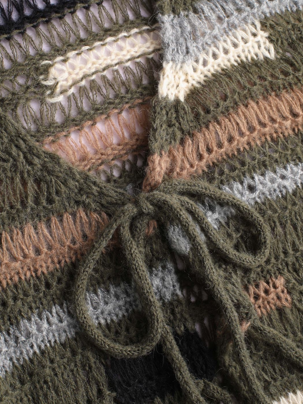  Wollmischung Gestreifte Krawatte Strickjacke