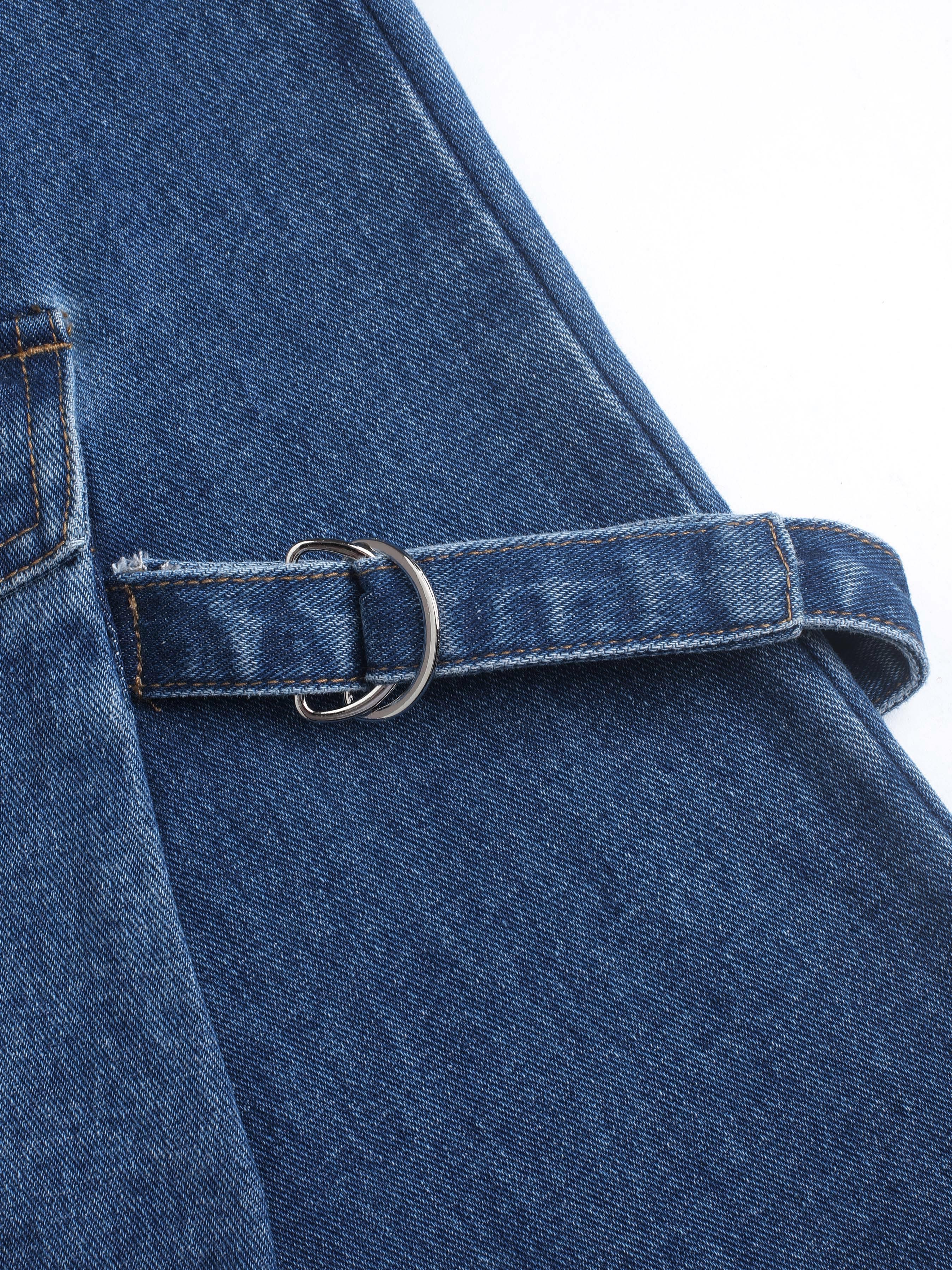 【送料込】CIDER_ハイウエスト カーゴジーンズ/2color Denim High Waist Cargo Jeans For School Work