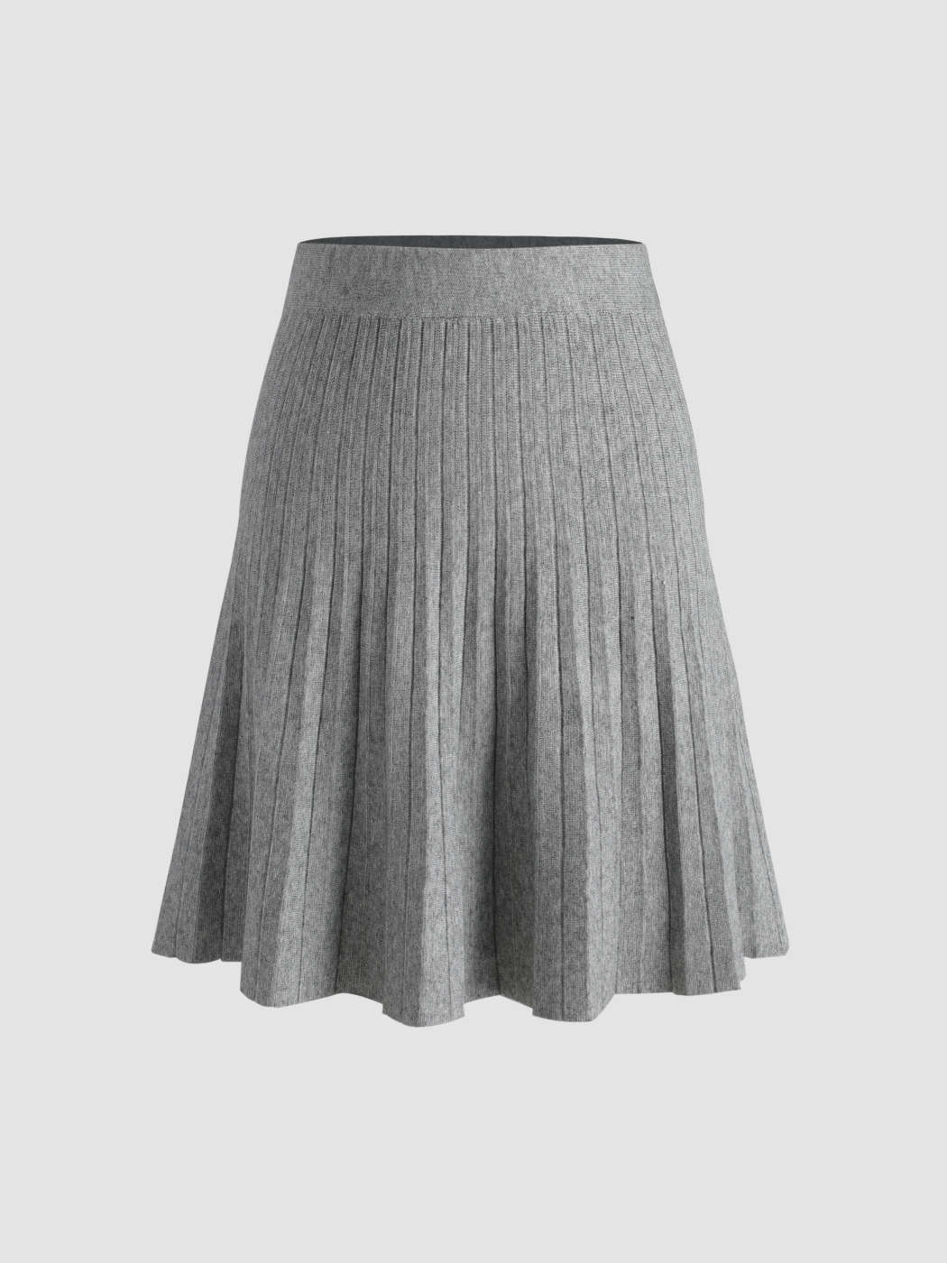 Knit Fabric Solid Pleated Knitted Mini Skirt For School Daily Casual - Main Image