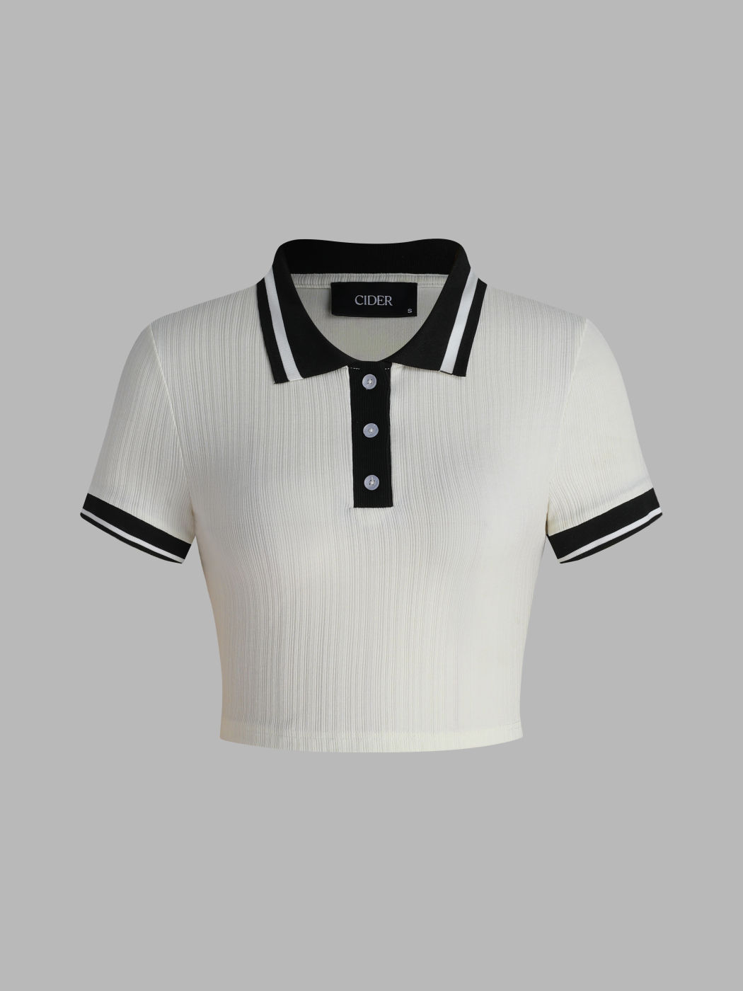 Contrast Binding Polo Crop Top