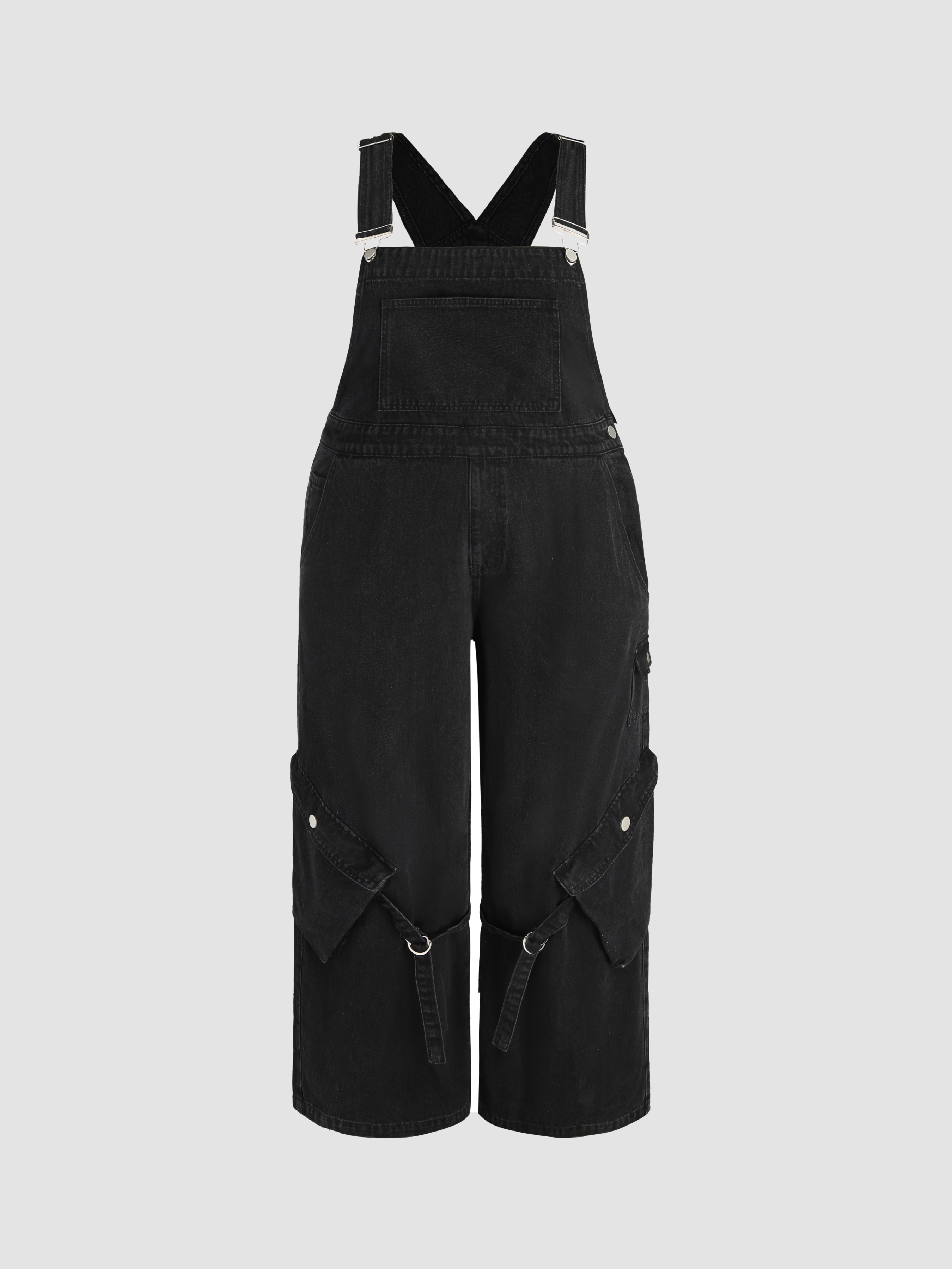Curve & Plus Buckle Woven Solid Jumpsuit Cider