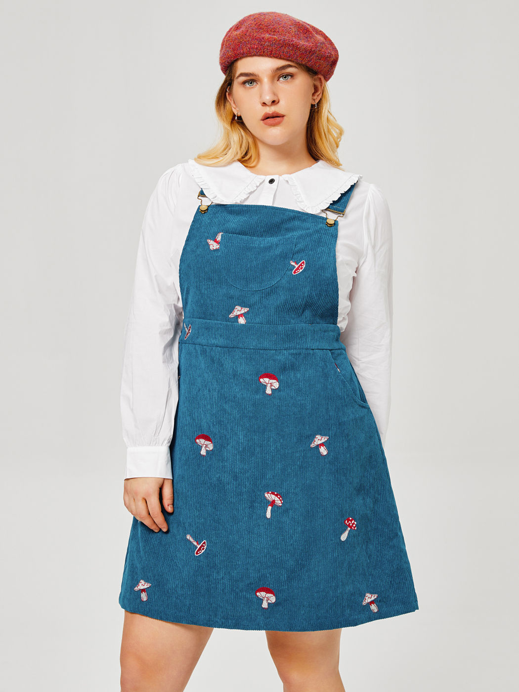 Kord-Minikleid mit Pilzmuster Kurve & Plus