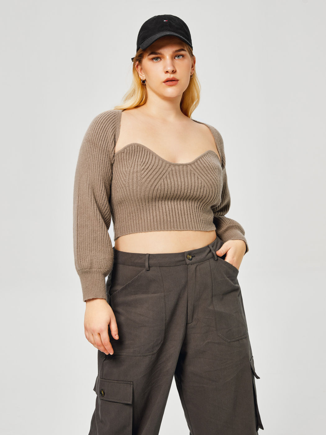  Zweiteiliges Tube Top & Strickjacke Kurve & Plus