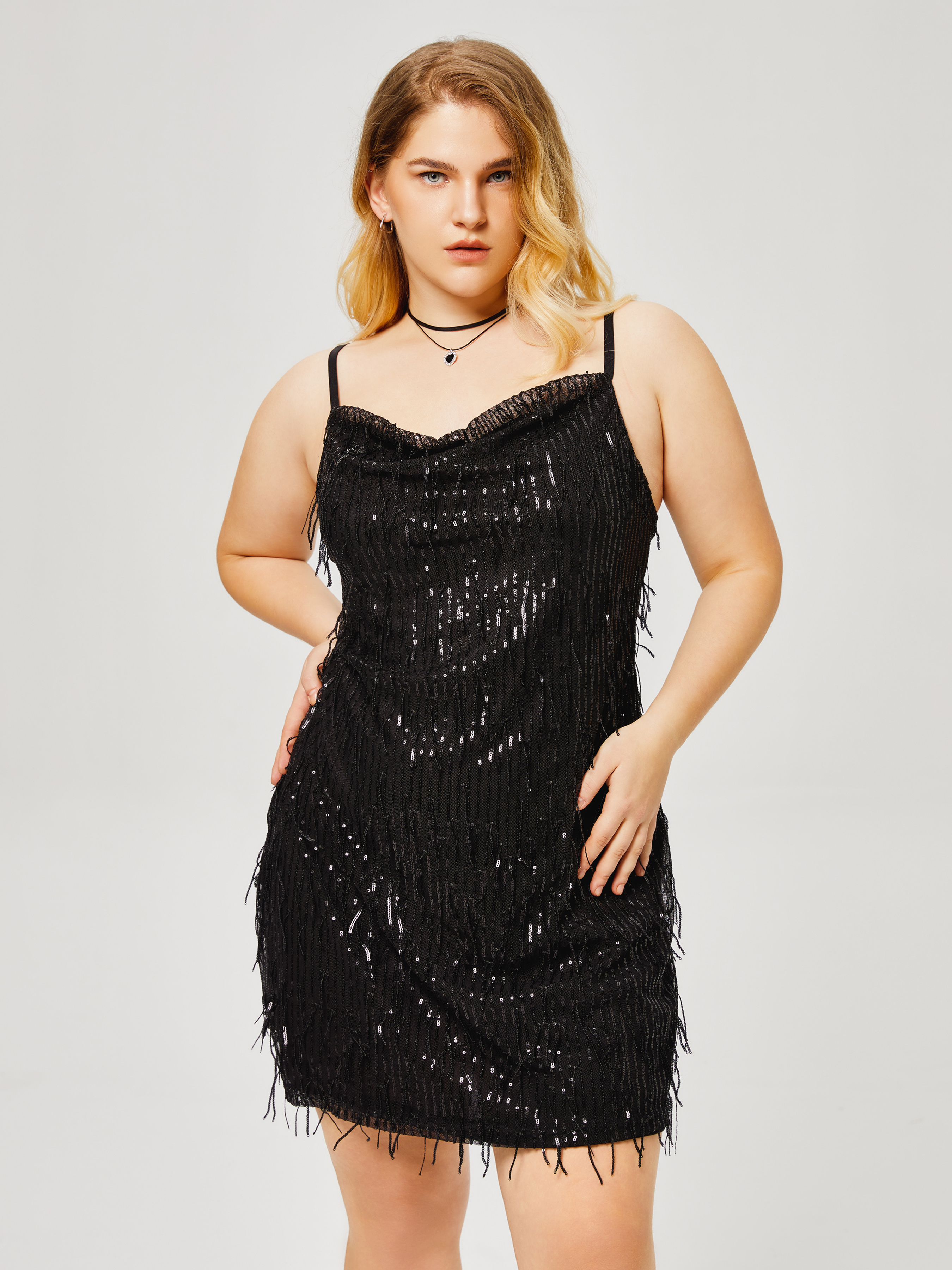 Plus size clearance sequin cami dress