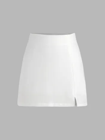 High-Waist Zip-Up Split Mini-Rock
