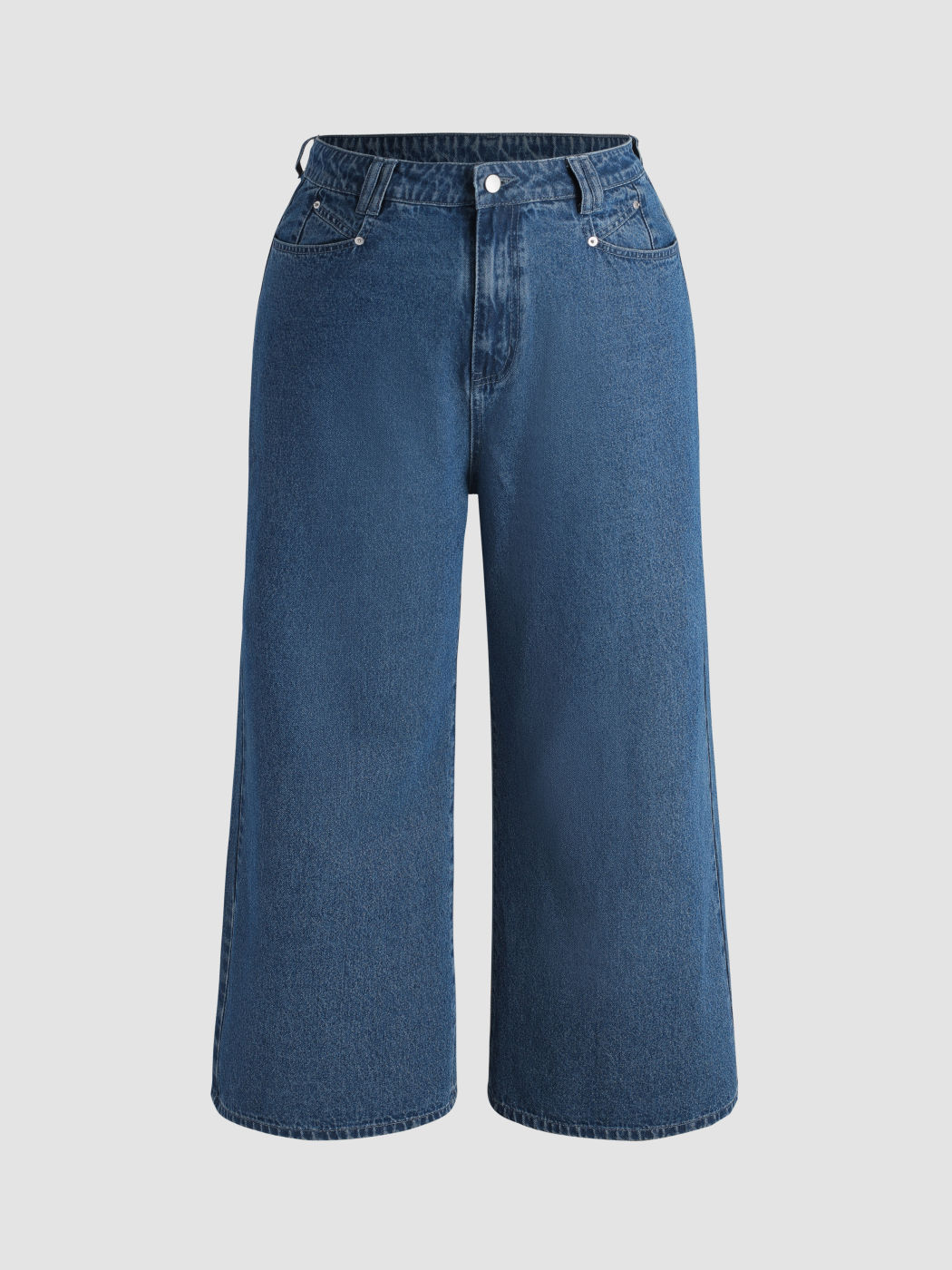 Denim Mittelbund Taschen-Baggy Jeans Kurve & Plus
