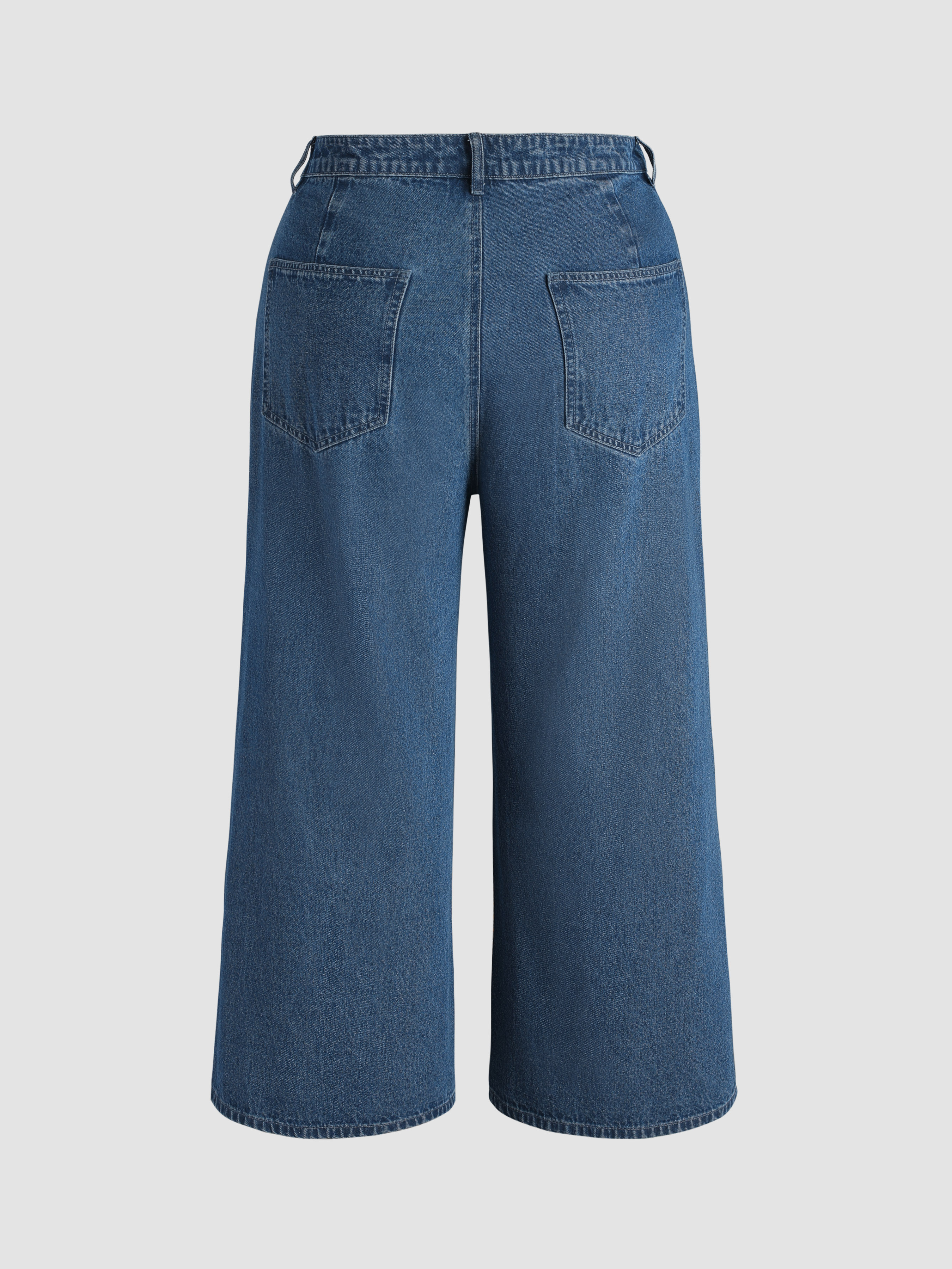 Denim Mid Waist Pocket Wide Leg Jeans Curve & Plus