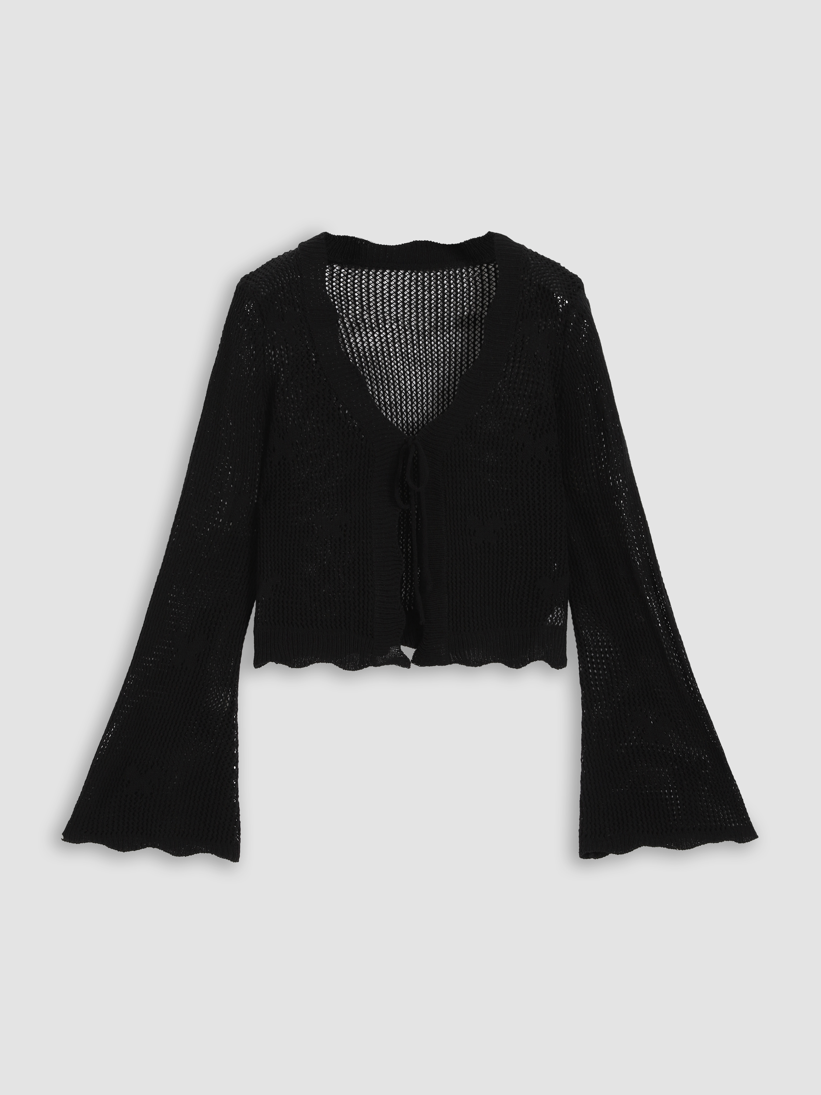 Curve & Plus Crochet V-neck Lace Up Cardigan