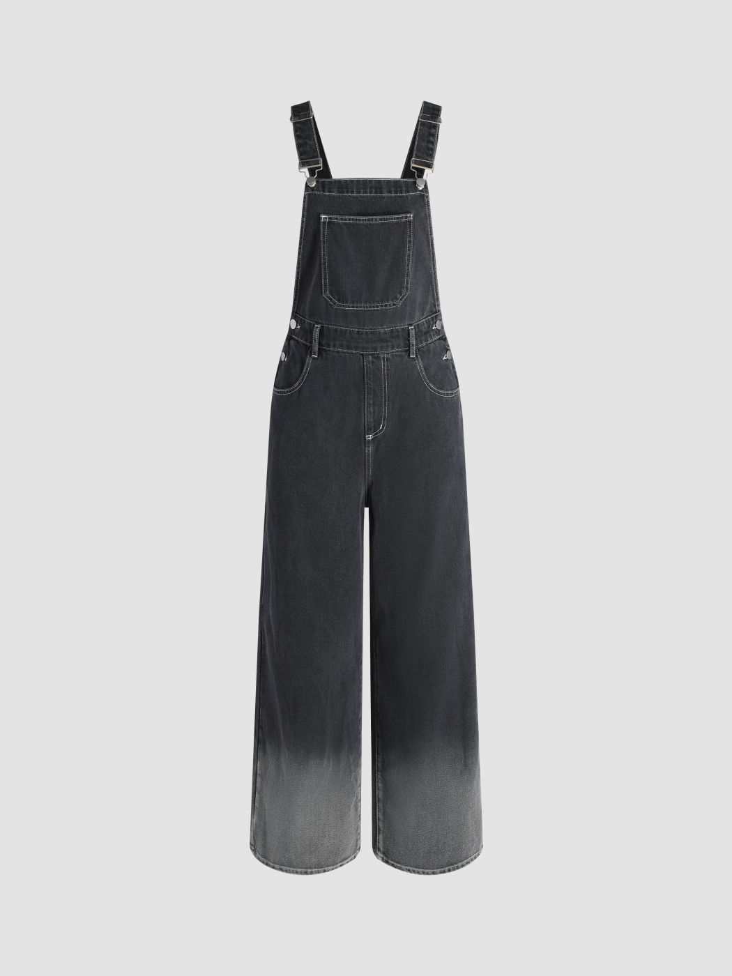 Jeans-Overall mit weitem Bein und Schnalle