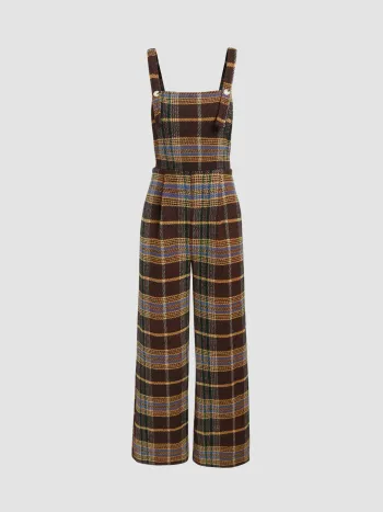 Tweed-Karo-Knopfweite Overalls