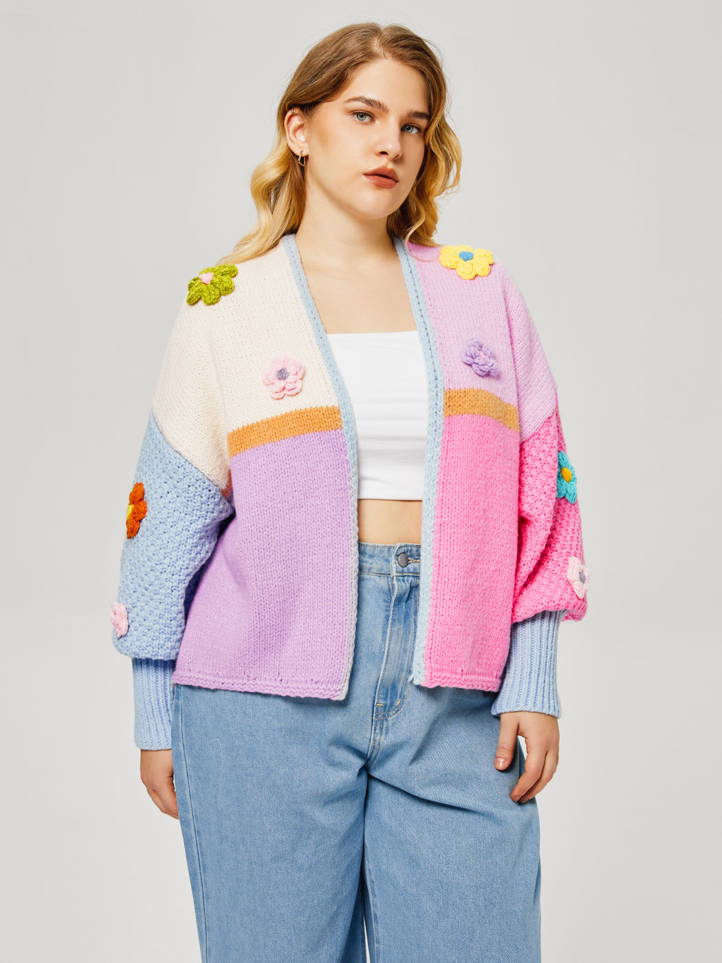 Floral Häkel Strickjacken Kurve & Plus