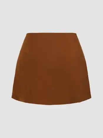High Waist Zip Up Slit Mini Skirt Curve & Plus