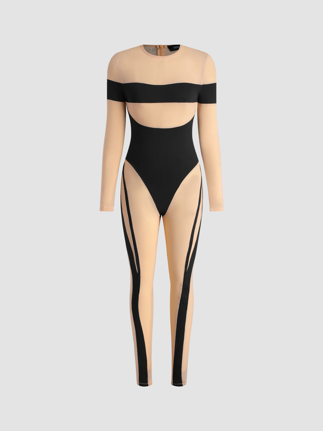 Mesh Patchy Langarm-Leggings-Overall