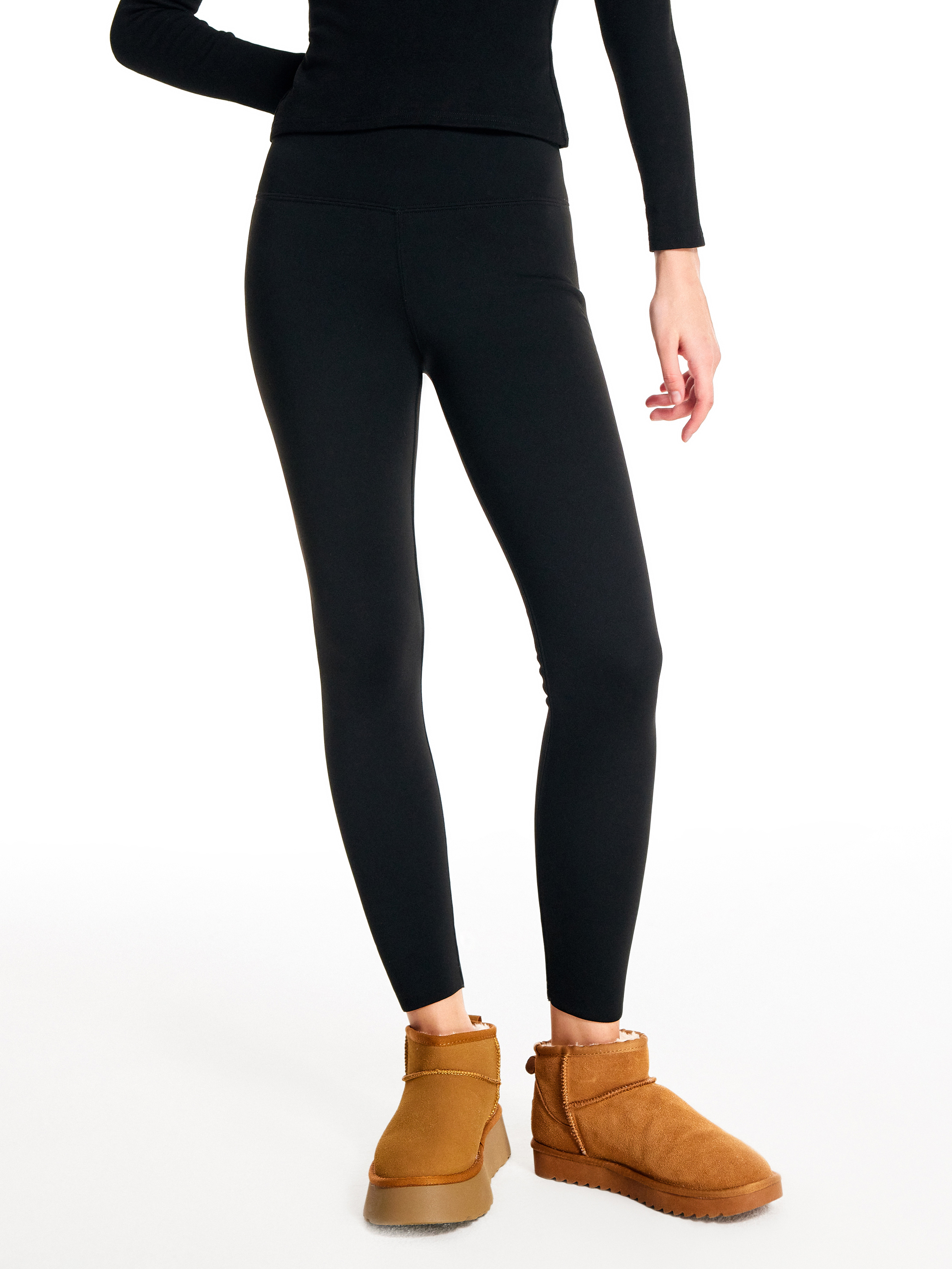 High Waist Solid Thermal Knitted Lounge Leggings - Cider