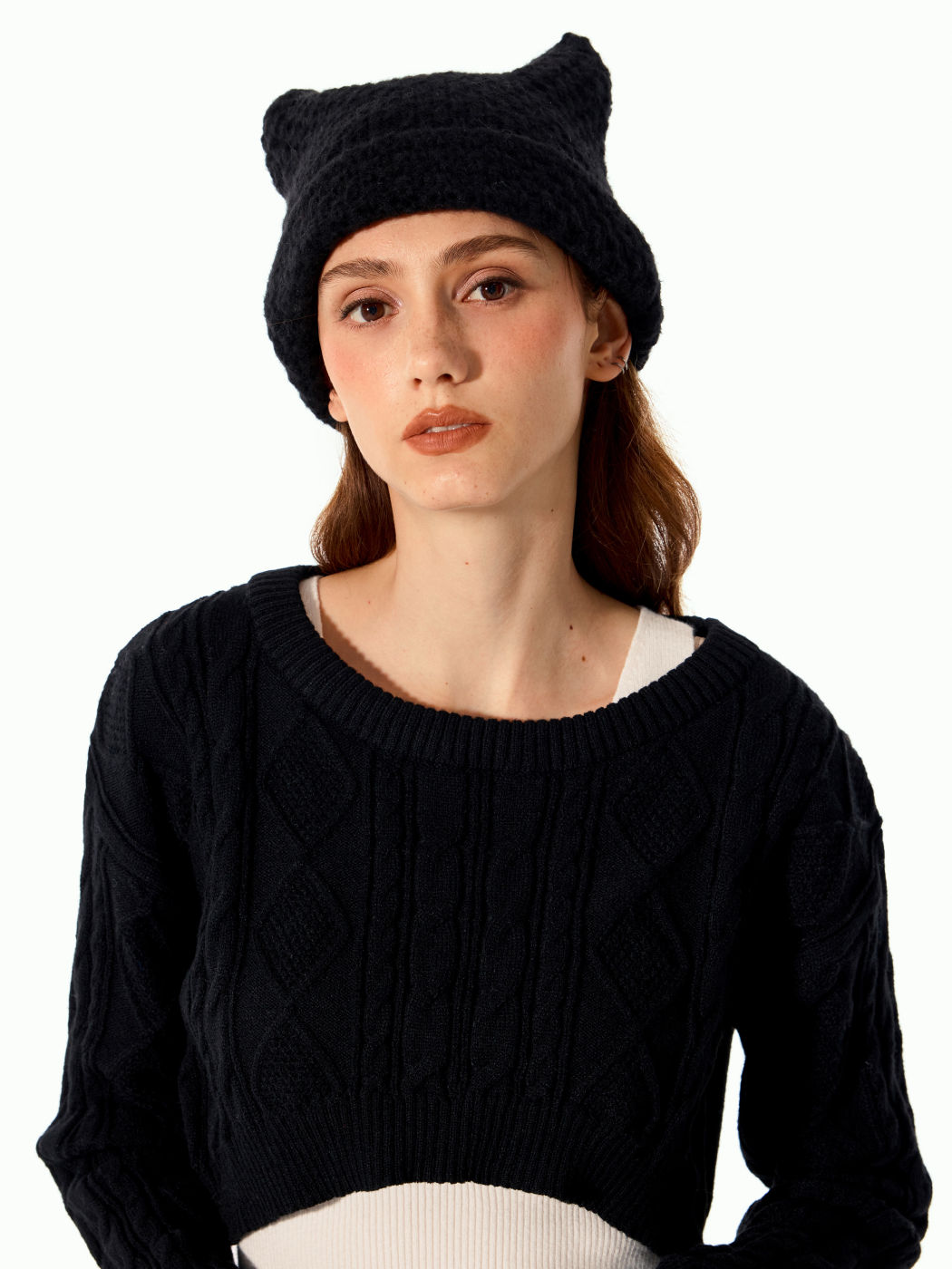 Solid Cat Ear Decor Beanie Hat For School Daily Casual Solid Cat Ear Decor Beanie Hat For School Daily Casual